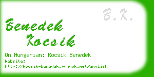 benedek kocsik business card